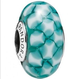 Pandora teal lattice murano charm